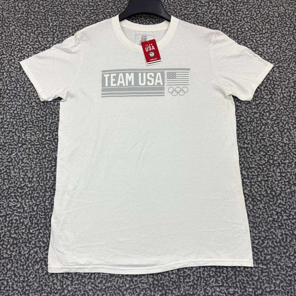 Team USA Olympic Shirt Men Medium‎ White Short Sleeve Crew Neck Cotton New M